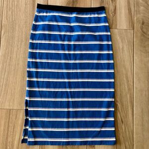 Love Hanna Women's Blue Striped Midi Skirt Size S Casual